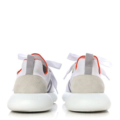 Hermes Knit Suede Goatskin Womens Crew Sneakers 36 White Gris 5 of 18