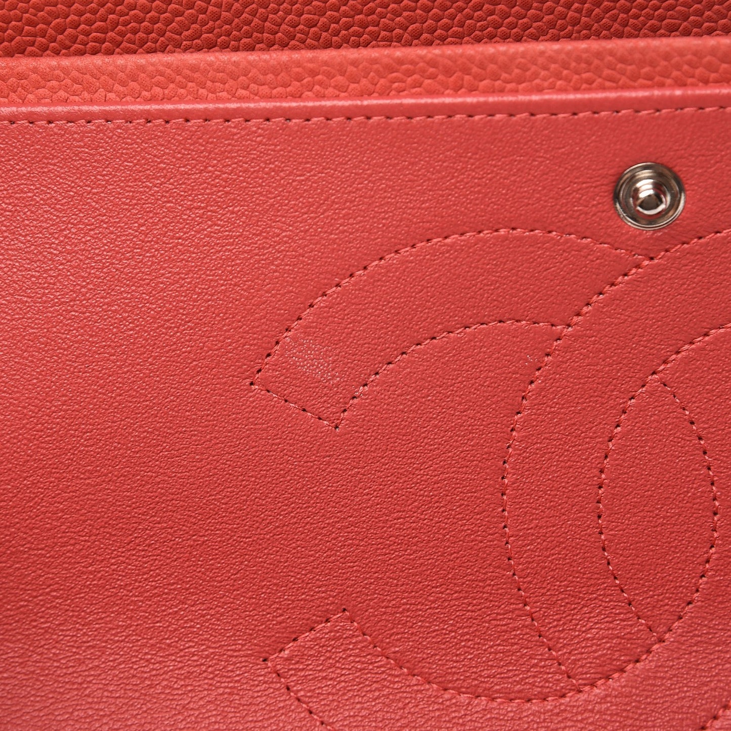 Iridescent Caviar Quilted Jumbo Double Flap Coral