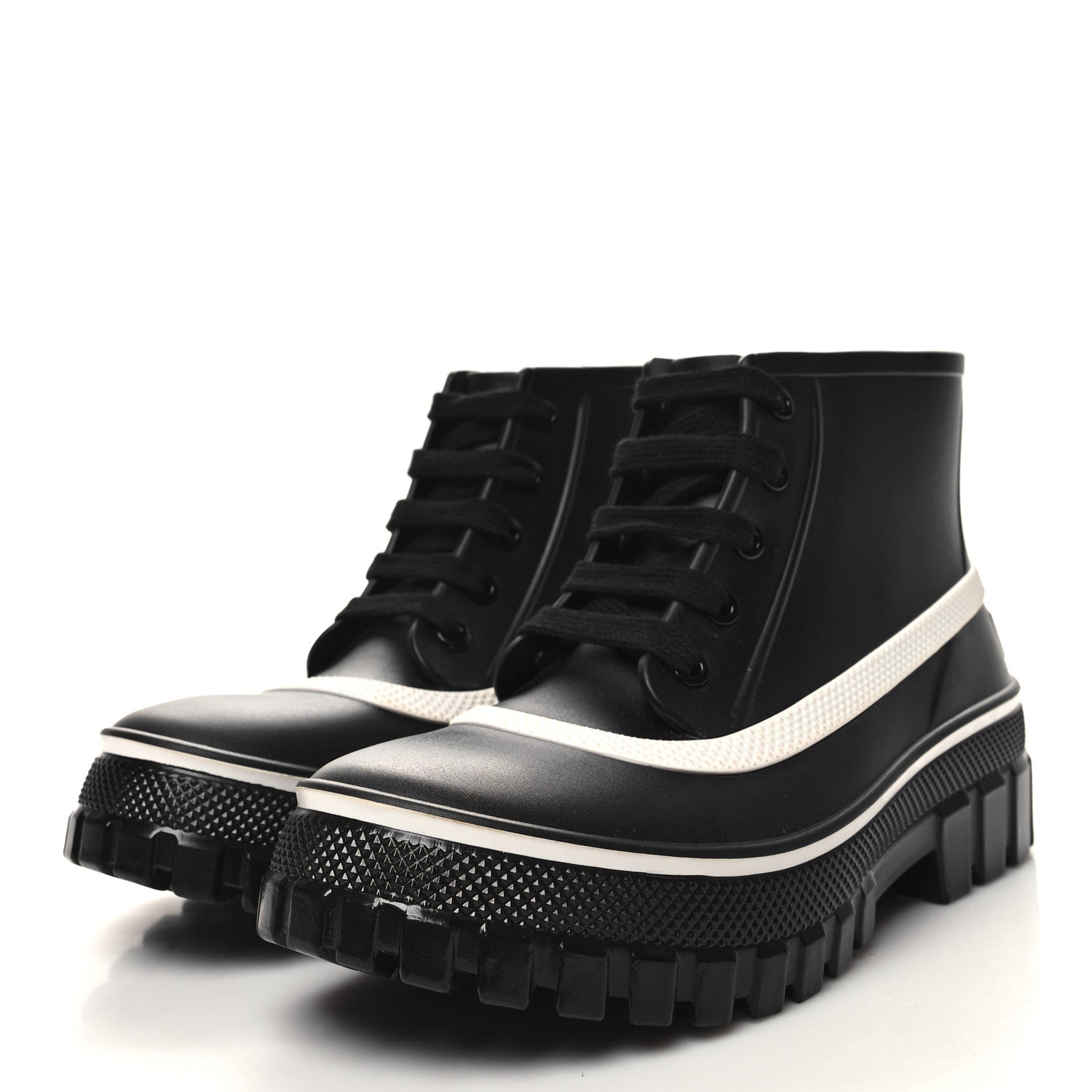 Givenchy Rubber Lug Sole Lace Up Ankle Boots 40 Black White 3 of 8
