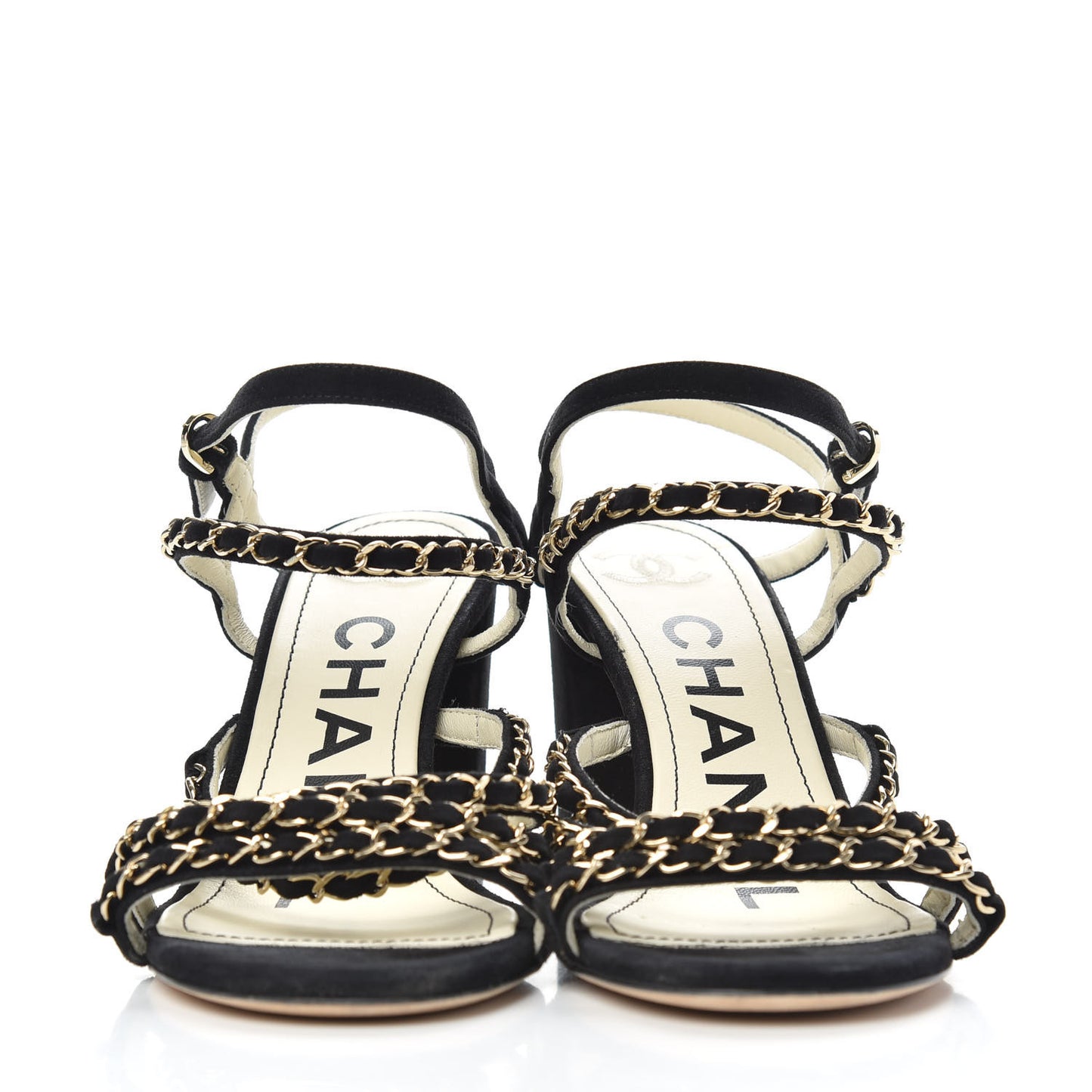Suede Chain Sandals 38 Black