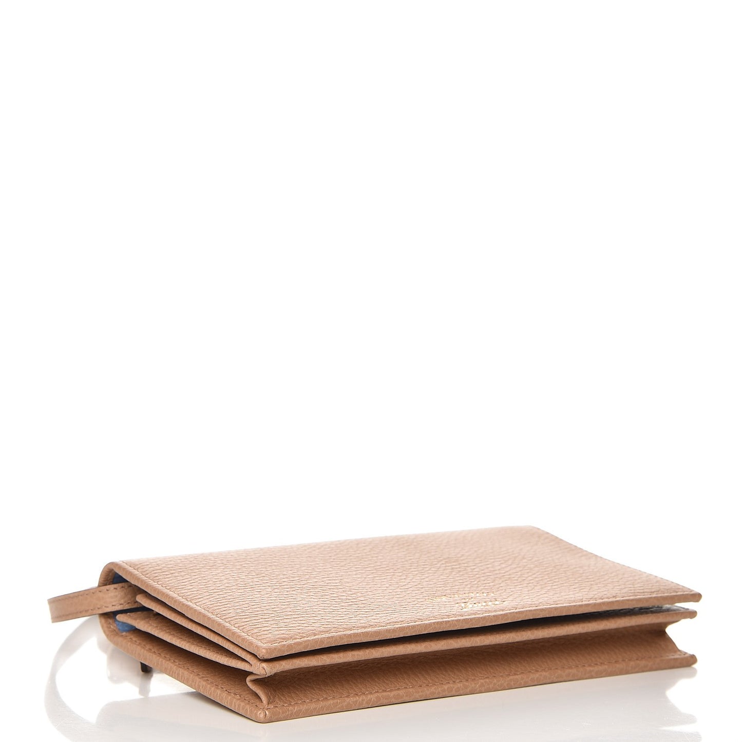Dollar Calfskin Mini Swing Wallet Bag Camelia Mineral Blue