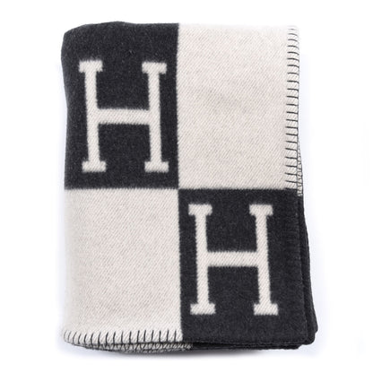 Hermes Wool Cashmere Avalon Blanket Ecru Gris Fonce 1 of 3
