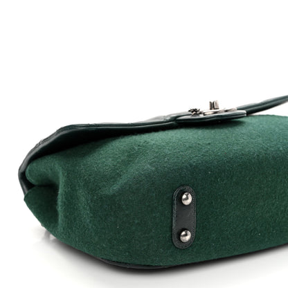 Chanel Felt Glazed Calfskin Quilted Edelweiss Flower Flap Dark Green 9 of 11