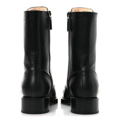 Chanel Calfskin Cap Toe Lace Up Combat Boots 37.5 Black 5 of 11