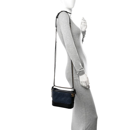 Chanel Aged Calfskin Quilted Small Gabrielle Hobo Navy Black 2 of 12