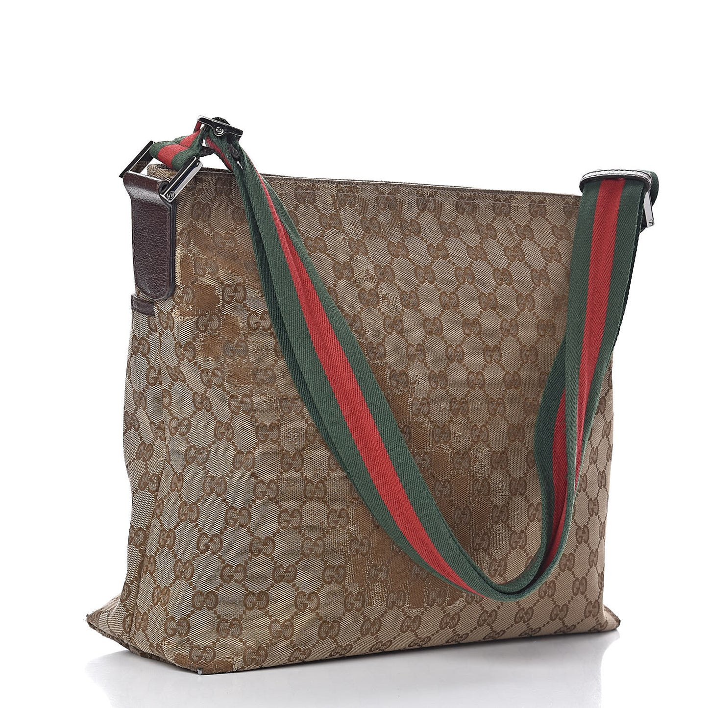 Monogram Web Medium Flat Messenger Bag Brown