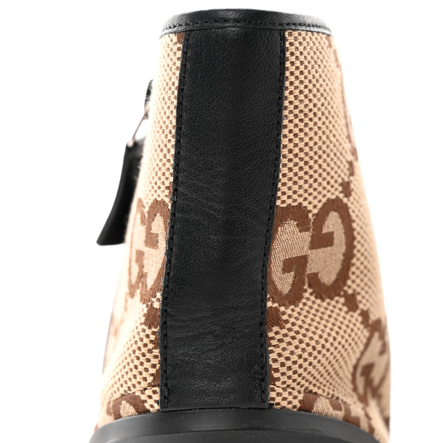 Gucci Monogram Jumbo GG Miro Soft Calfskin Mens Lace Up Combat Boots 8 Camel Ebony Black 10 of 12