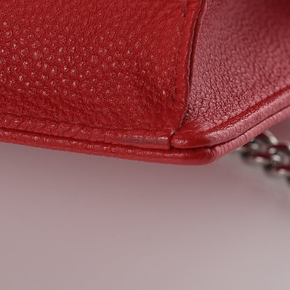 Christian Dior Grained Calfskin Diorama Wallet on Chain Pouch Rouge Vif 10 of 13
