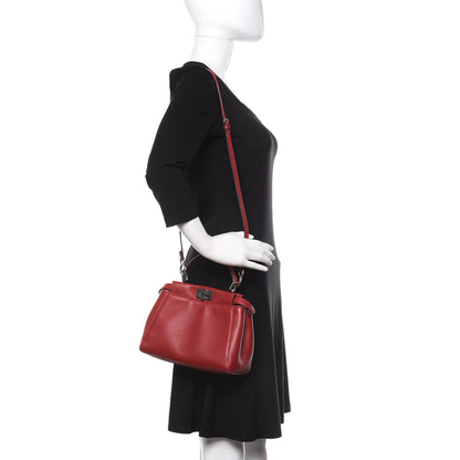 Fendi Nappa Elaphe Monster Eyes Mini Peekaboo Iconic Satchel Ruby Bois de Rose Natural 2 of 18