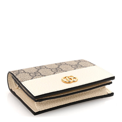 Gucci Dollar Calfskin GG Supreme Monogram GG Marmont Card Case Mystic White Beige Ebony 4 of 8