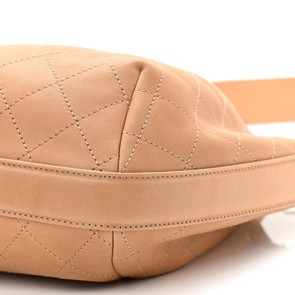 Chanel Calfskin Stitched Medium Drawstring CC Bag Beige 10 of 10