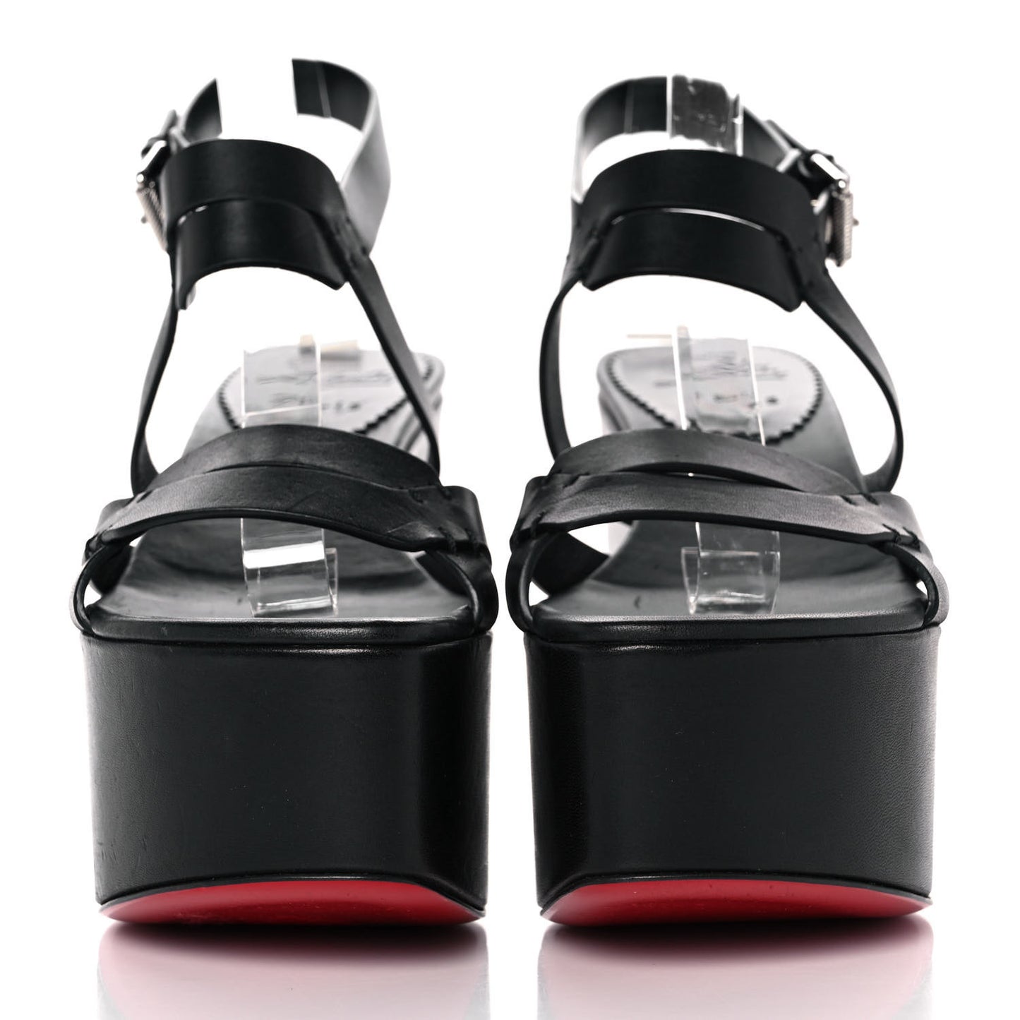 Calfskin Cavaleppa Wedge Sandals 36 Black