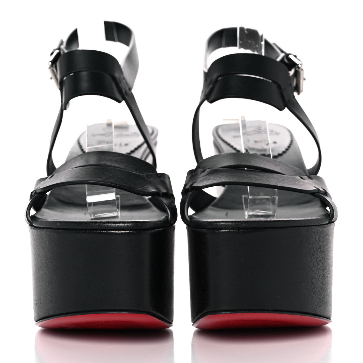 Christian Louboutin Calfskin Cavaleppa Wedge Sandals 36 Black 2 of 7