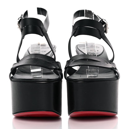 Christian Louboutin Calfskin Cavaleppa Wedge Sandals 36 Black 2 of 7