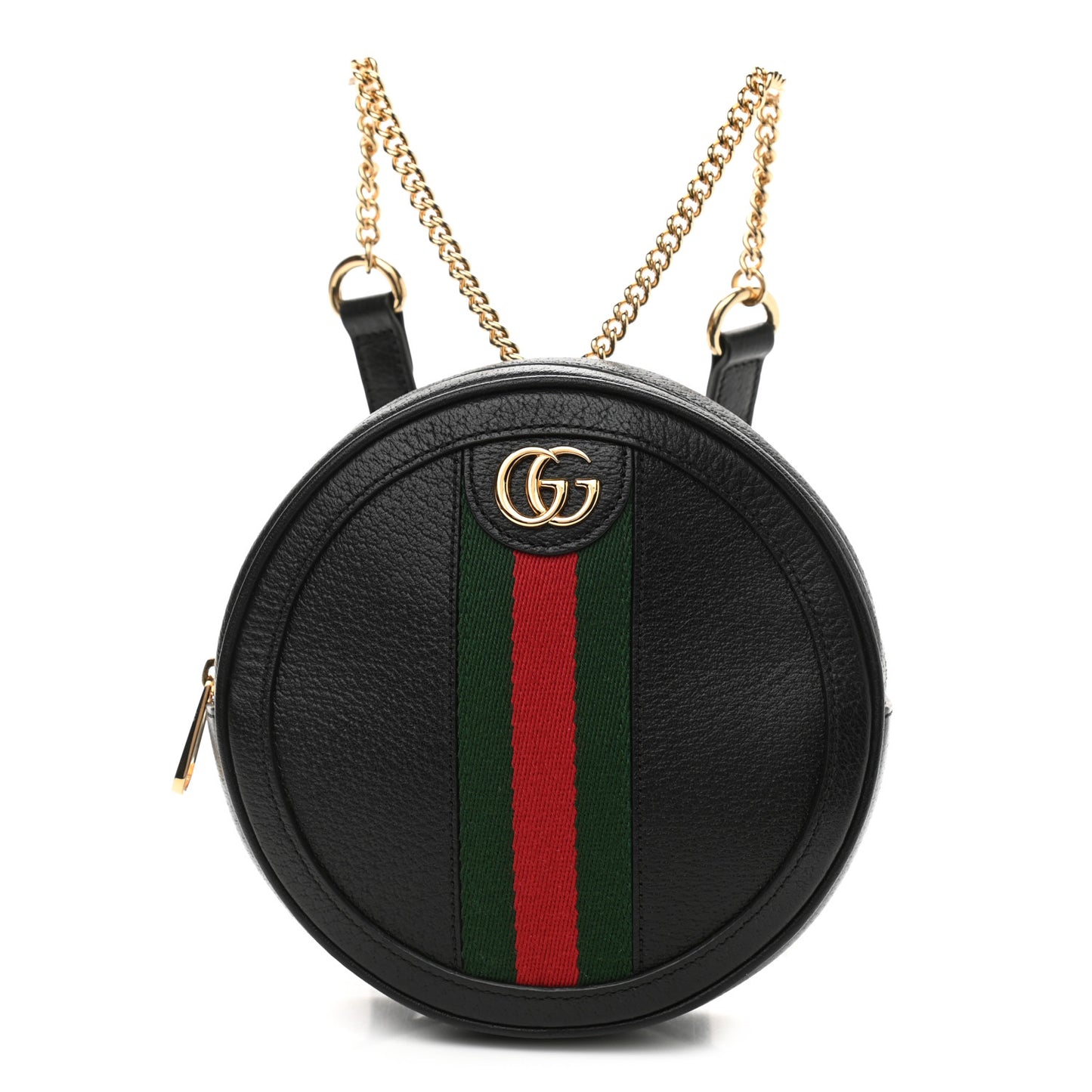 Grained Calfskin Web Mini Ophidia Round Backpack Black
