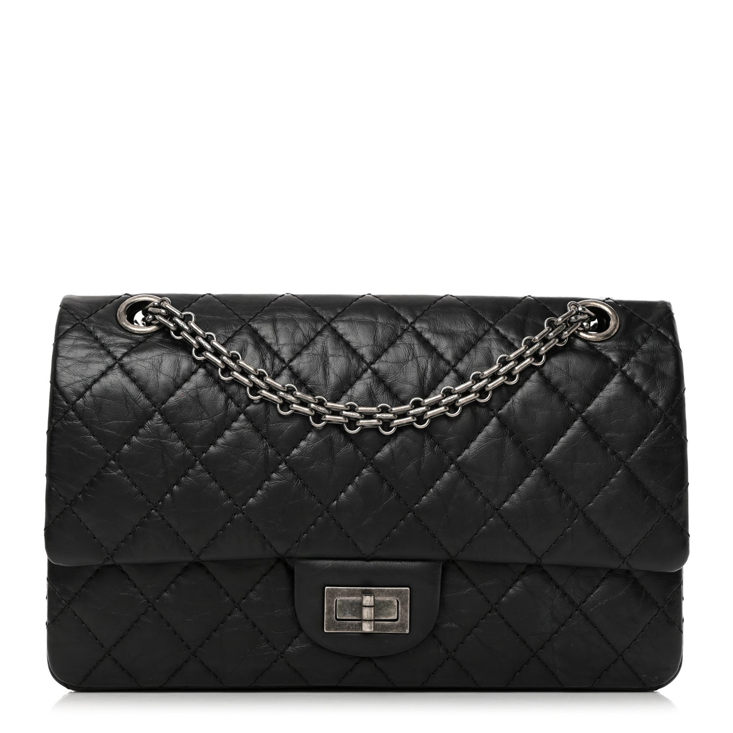 Aged Calfskin Quilted 2.55 Reissue 225 Flap Black