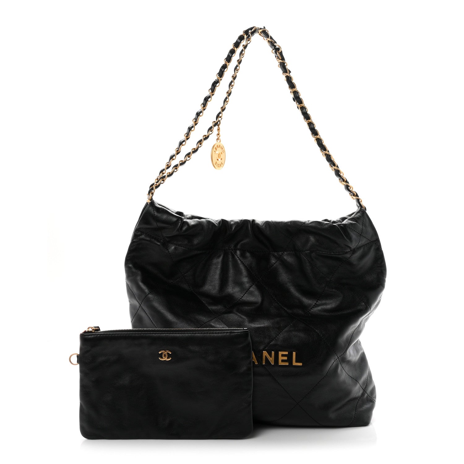 Chanel Shiny Calfskin Quilted Small Chanel 22 Black 3 of 11