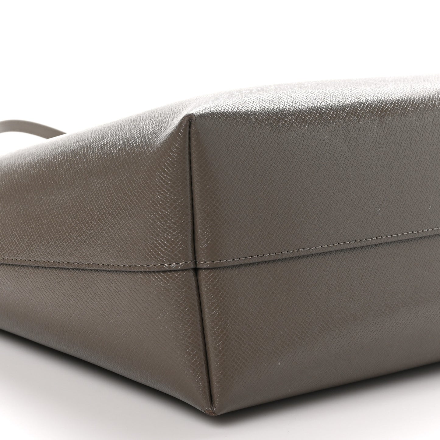Grained Calfskin Large Shopping Tote Warm Taupe Black