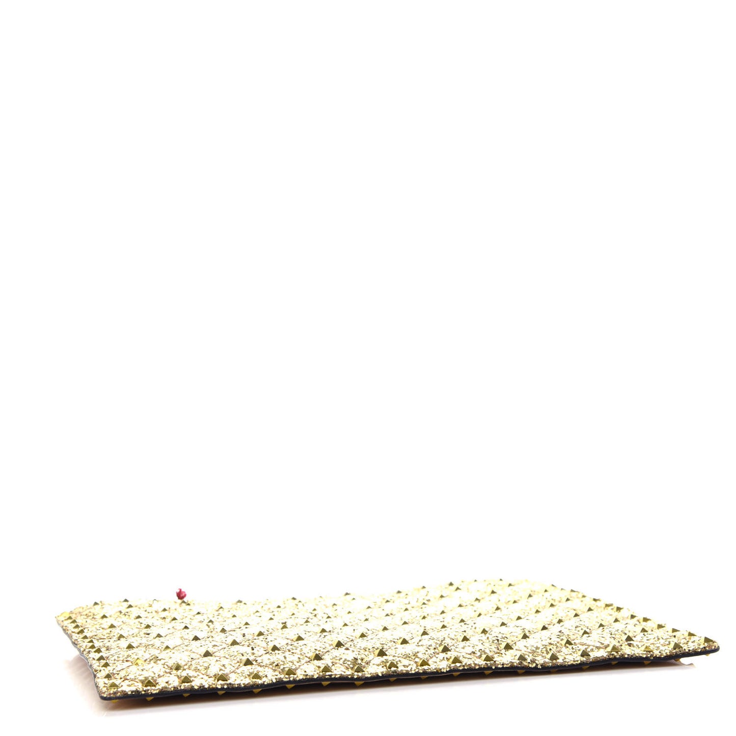 Glitter Rockstud Spike Zip Pouch Gold