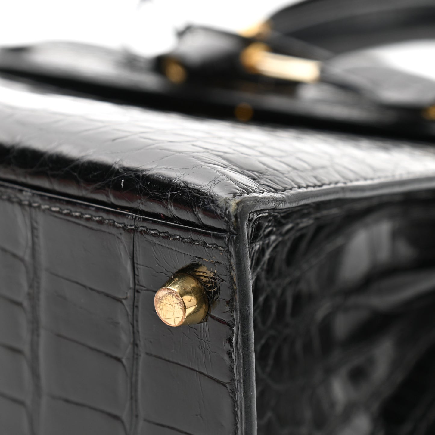Shiny Alligator Kelly Sellier 28 Black