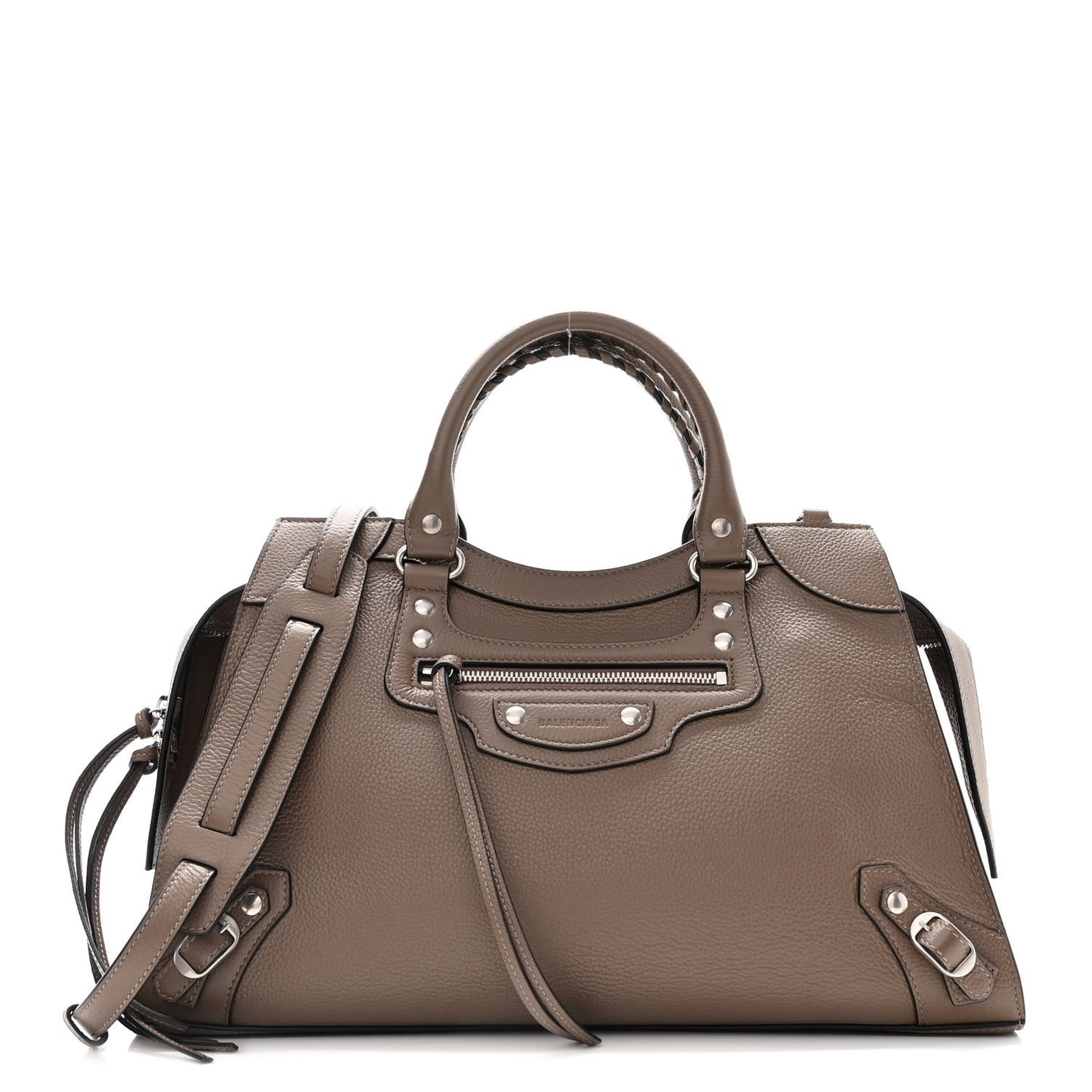 Grained Calfskin Silver Hardware Neo Classic City Mink Grey