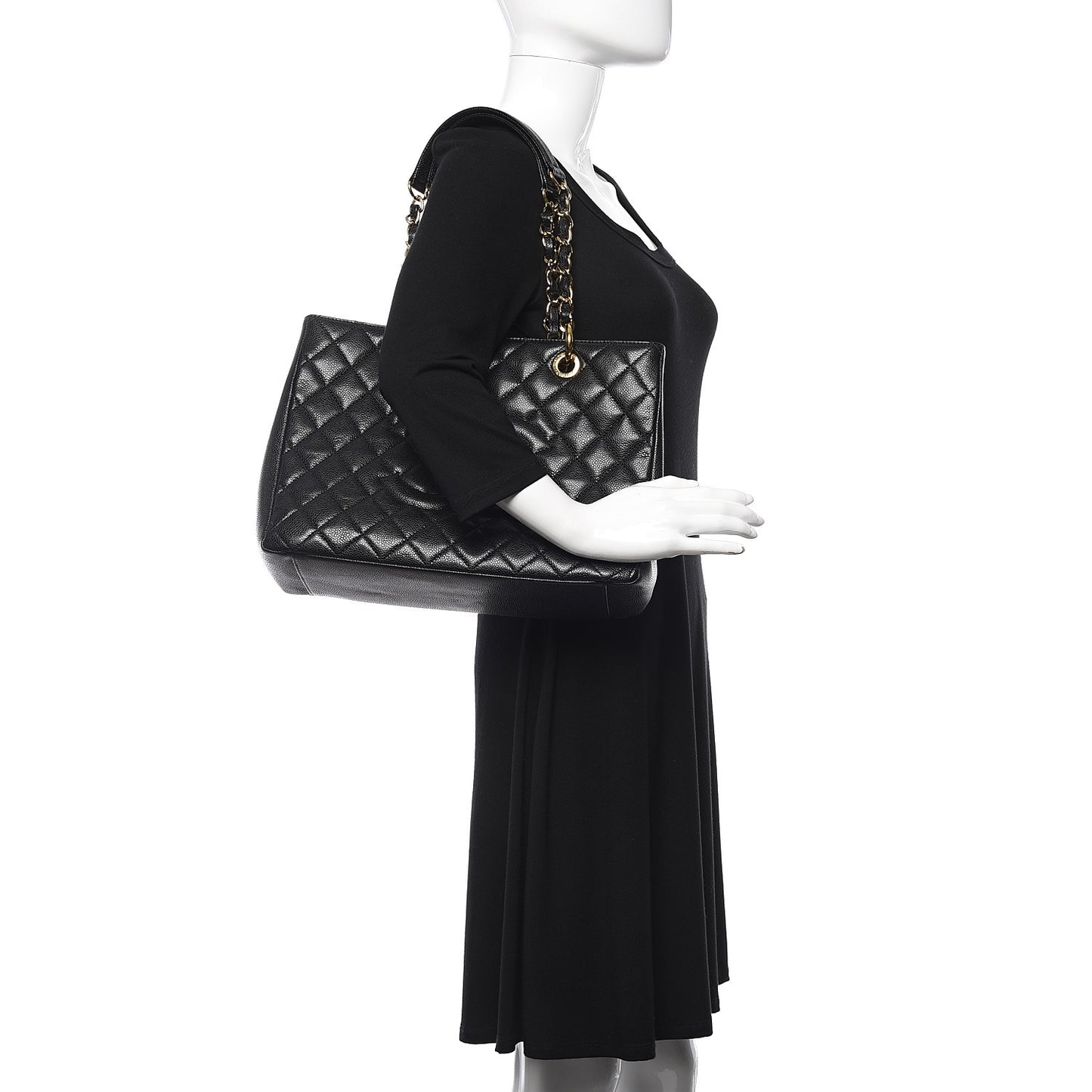 Caviar Quilted Grand Shopping Tote GST Black