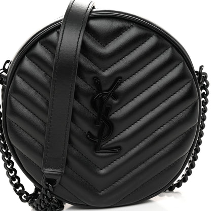 Saint Laurent Calfskin Matelasse Chevron Round Vinyle Camera Bag Black 8 of 10