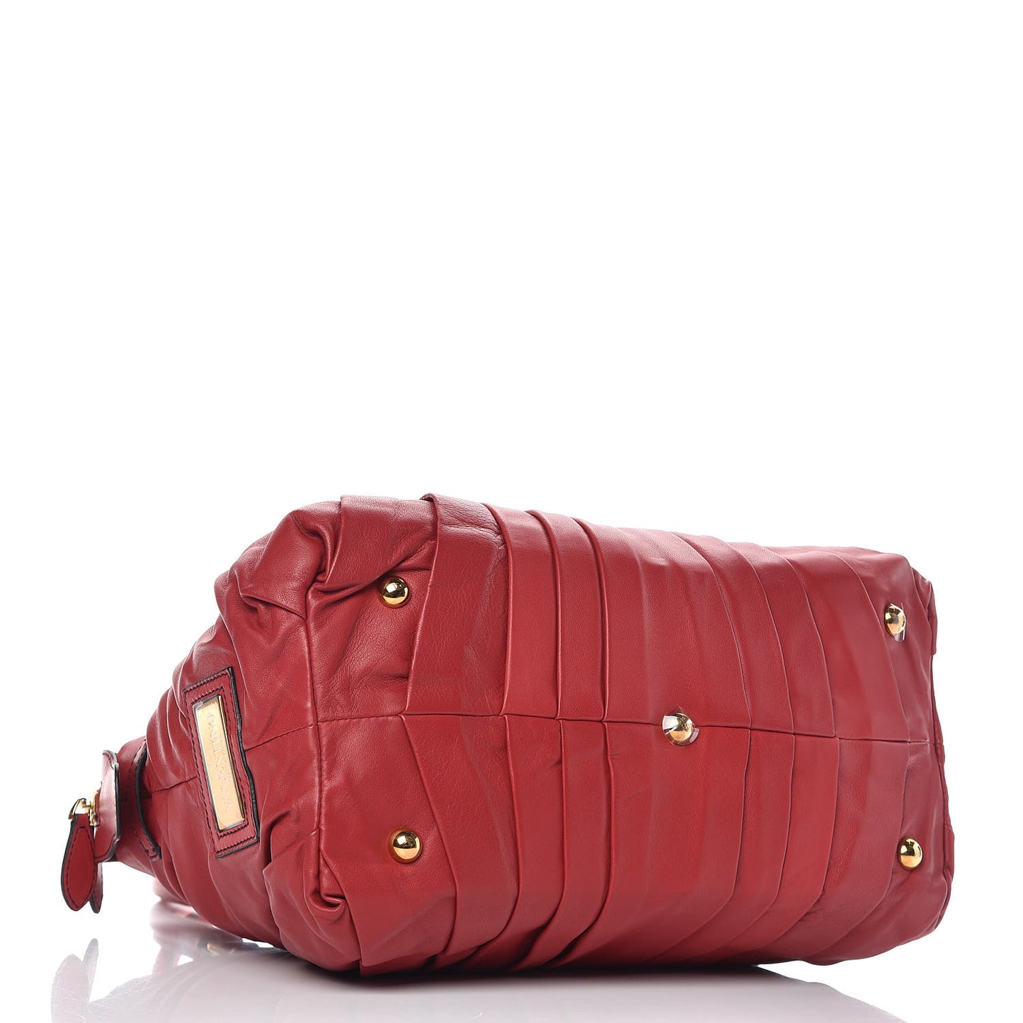 Lambskin Pleated Tote Red