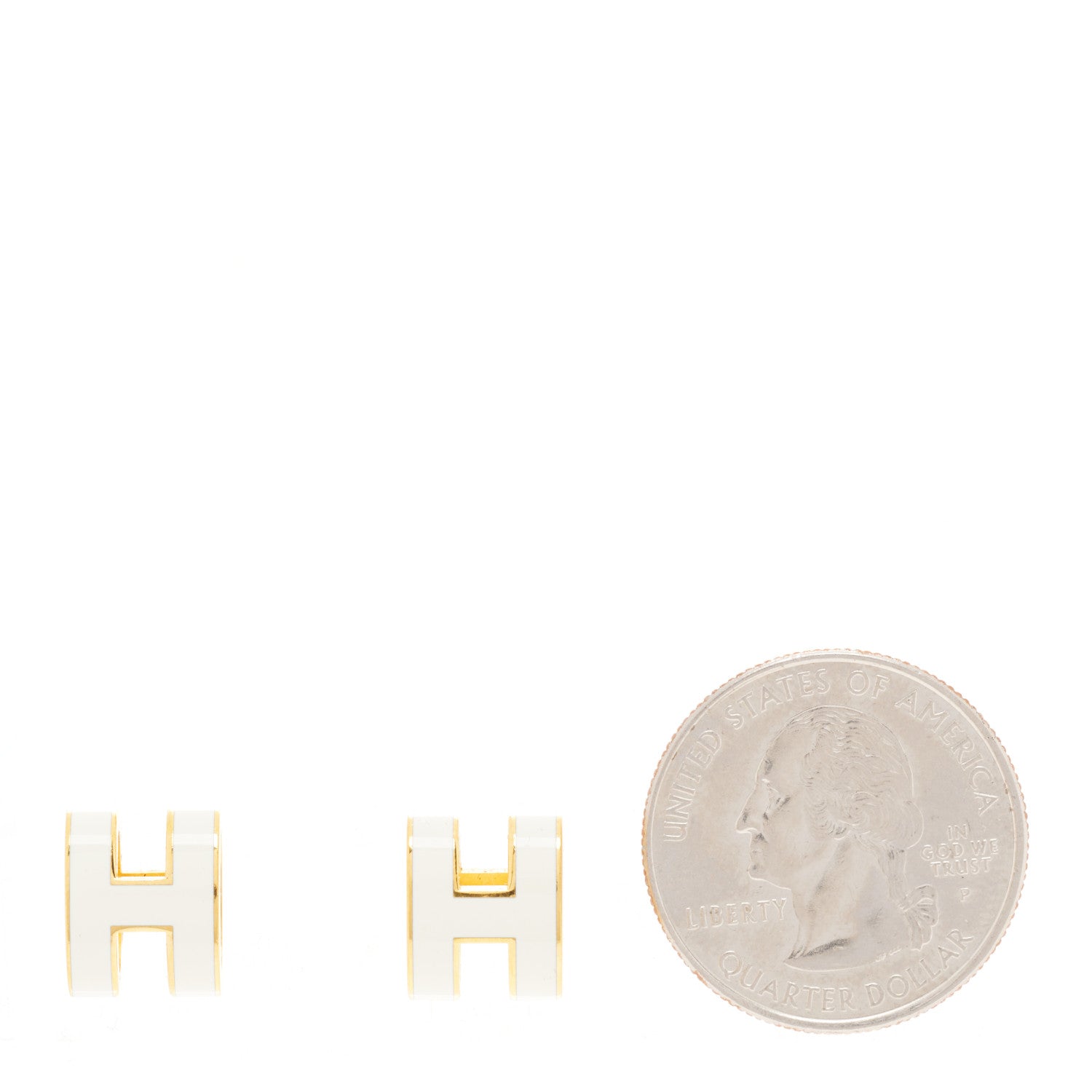 Hermes Gold Lacquered Pop H Earrings White 2 of 7
