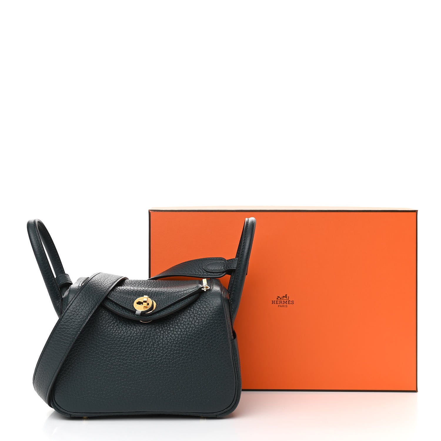 Hermes Taurillon Clemence Mini Lindy 20 Vert Cypress 11 of 11
