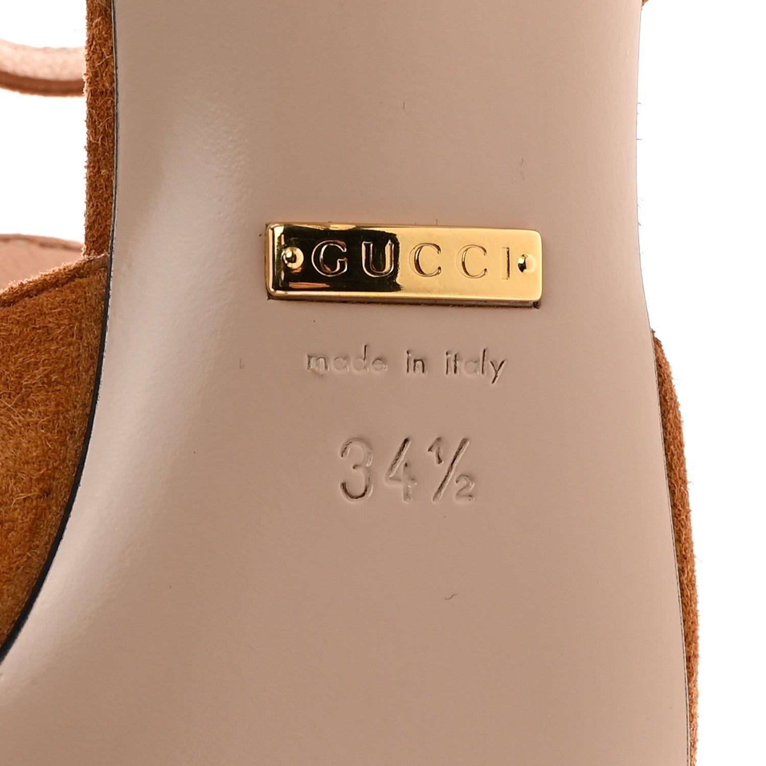 Gucci Suede Blondie 85mm Slingback Sandals 34.5 Cognac 8 of 9