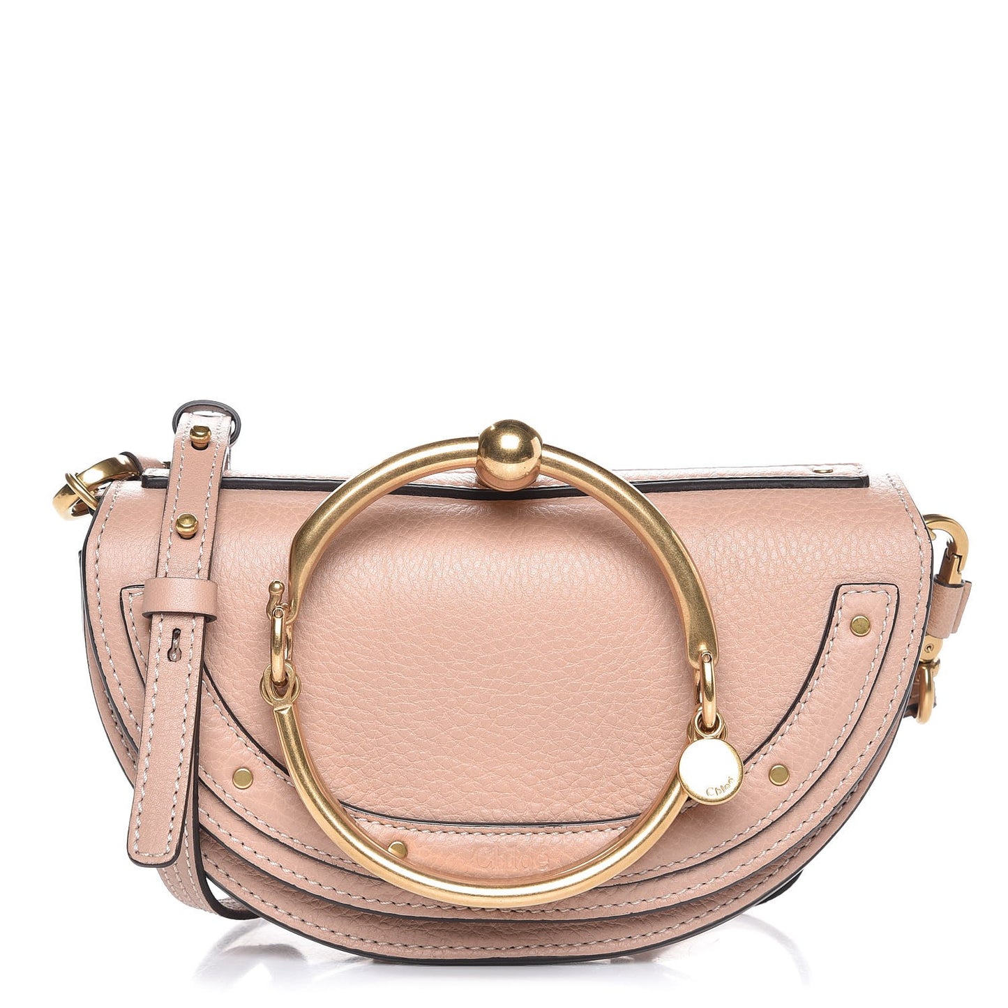 Calfskin Small Nile Bracelet Minaudiere Bag Biscotti Beige