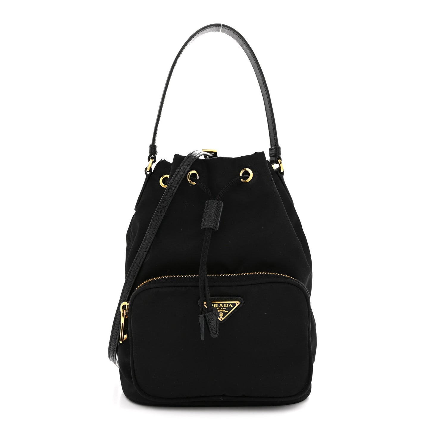 Re-Nylon Duet Drawstring Shoulder Bag Black