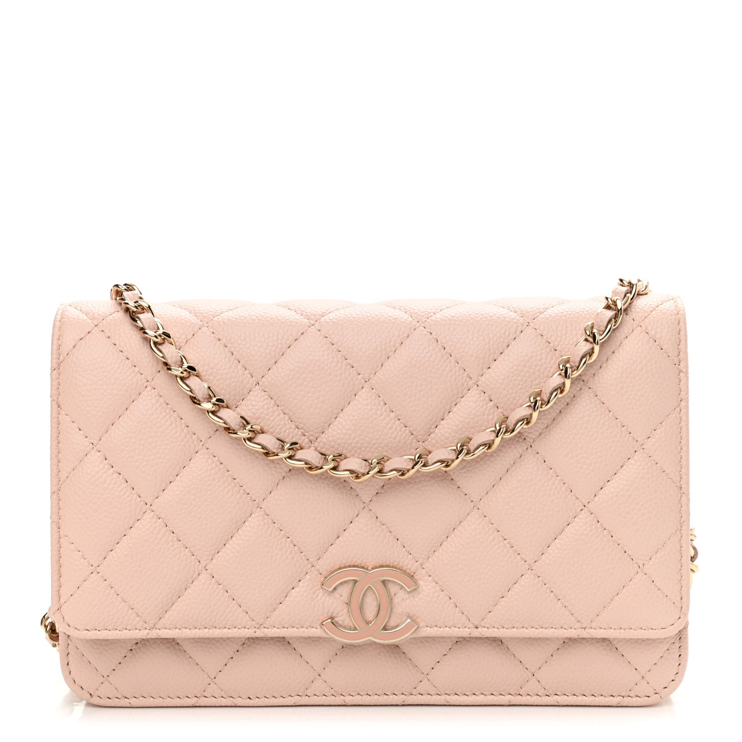 Caviar Quilted Wallet On Chain WOC Light Pink