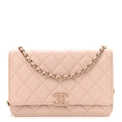Chanel Caviar Quilted Wallet On Chain WOC Light Pink 1 of 11