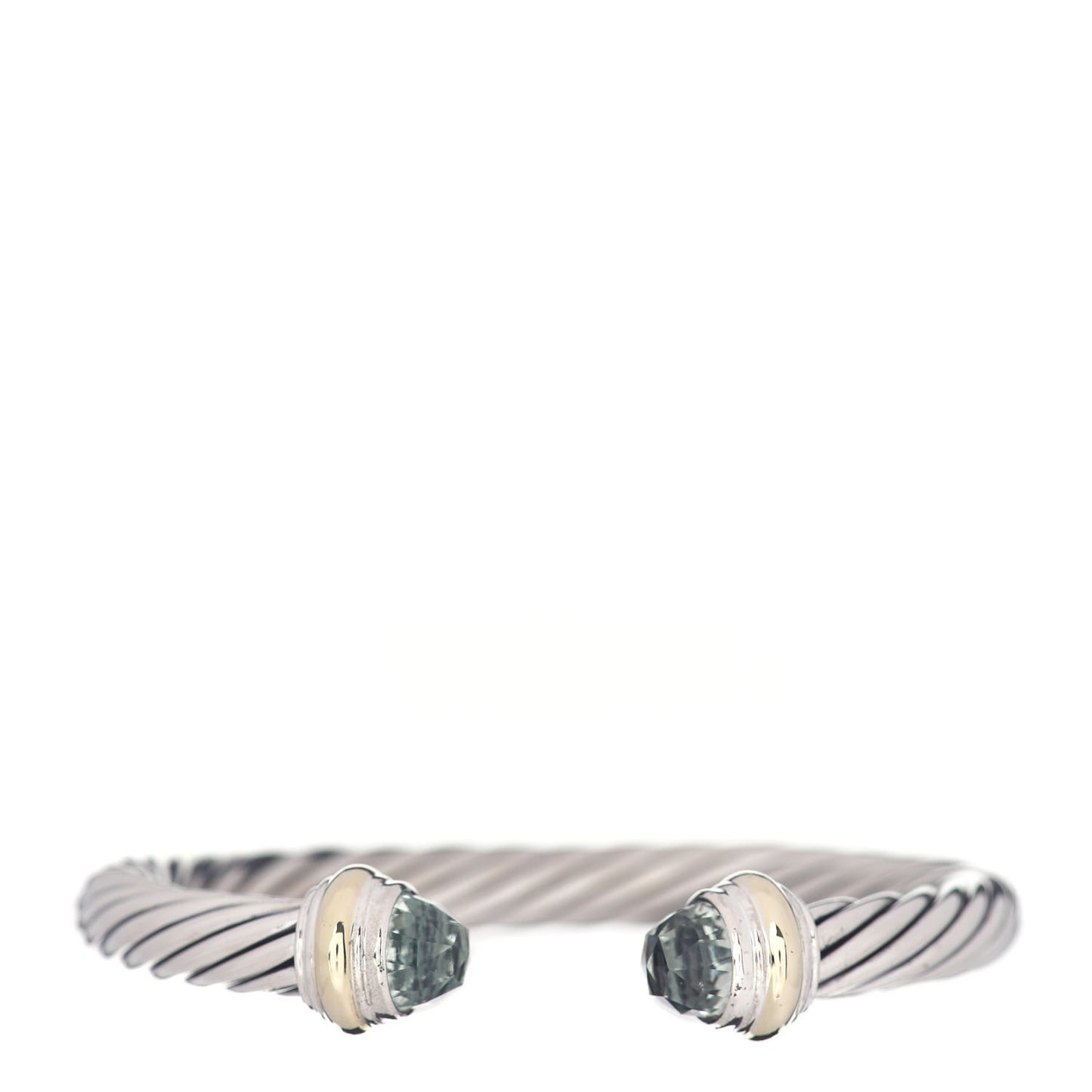 Sterling Silver 14K Yellow Gold Prasiolite 7mm Cable Classics Bracelet