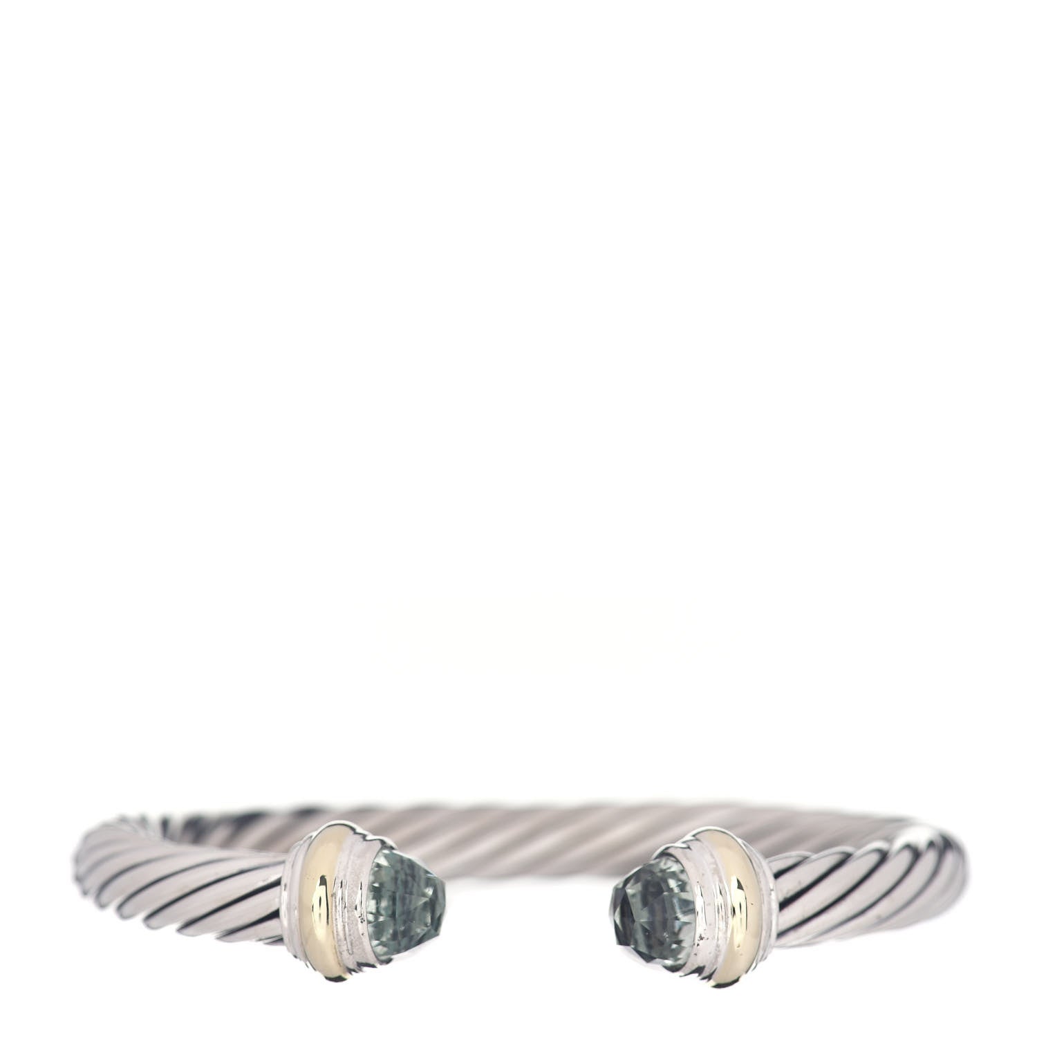 David Yurman Sterling Silver 14K Yellow Gold Prasiolite 7mm Cable Classics Bracelet 1 of 4