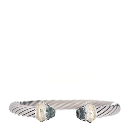 David Yurman Sterling Silver 14K Yellow Gold Prasiolite 7mm Cable Classics Bracelet 1 of 4