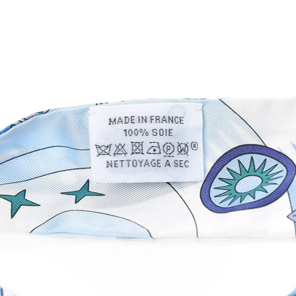 Hermes Silk La Source de Pegase Twilly Ciel Bleu Royal White 2 of 4