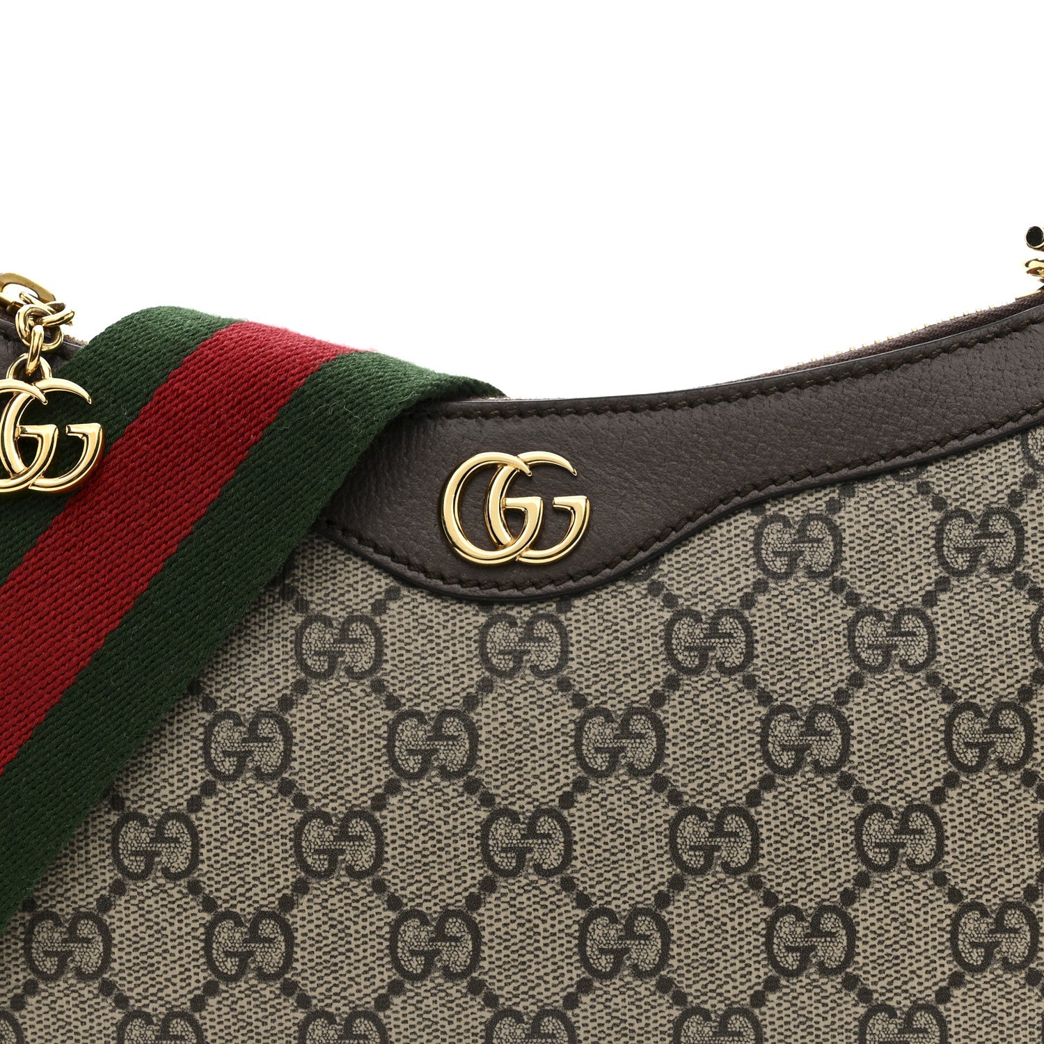 Gucci GG Supreme Monogram Textured Dollar Calfskin Web Small Ophidia GG Handbag Beige Ebony New Acero 8 of 10