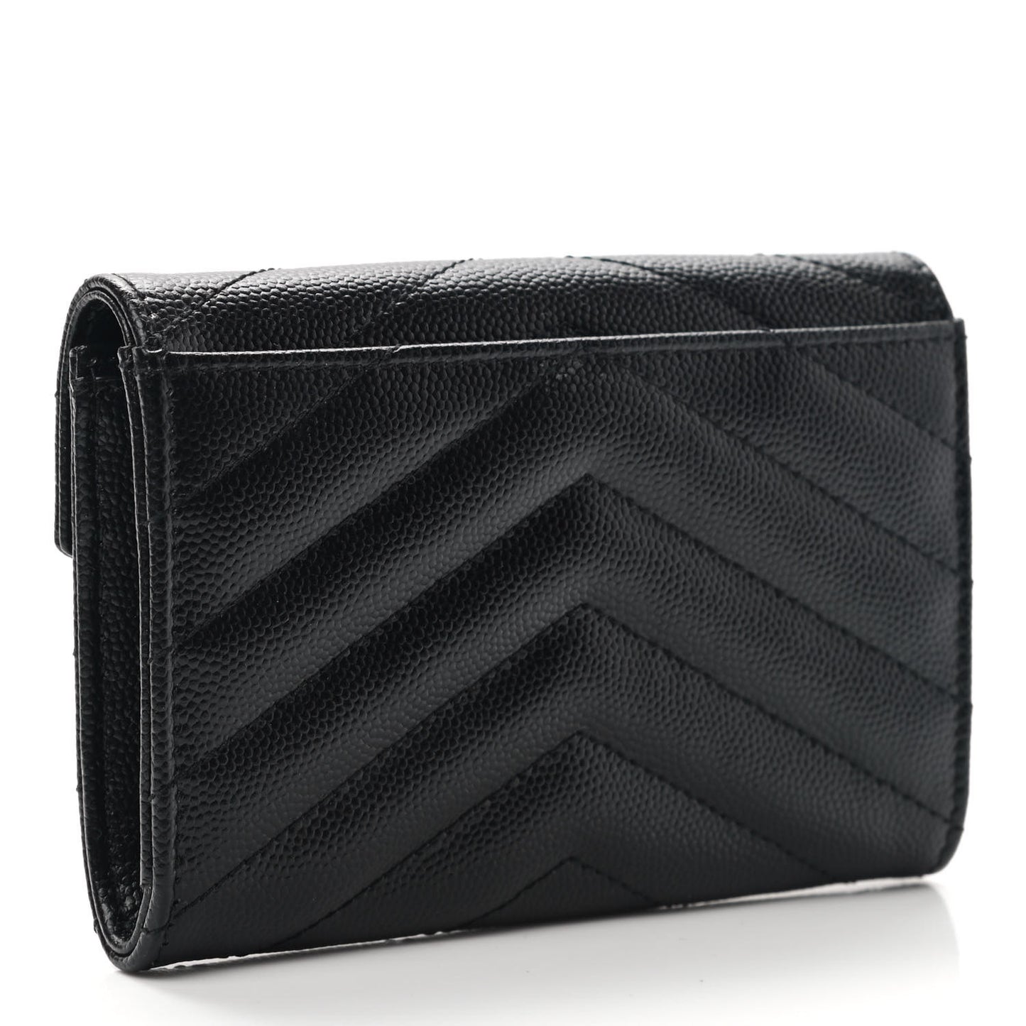 Grain De Poudre Matelasse Chevron Small Monogram Envelope Wallet Black