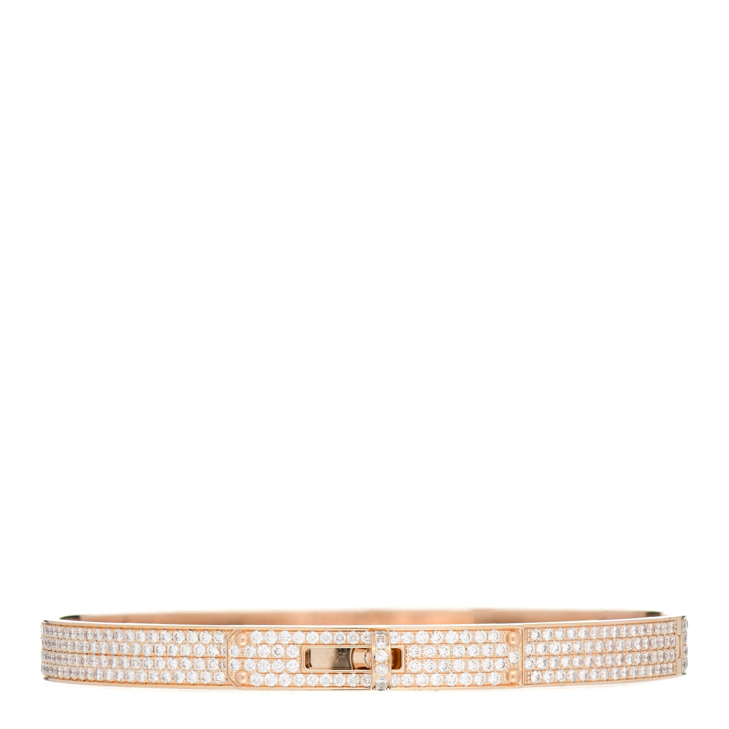 Hermes 18K Rose Gold Diamond PM Kelly Full Pave Bracelet SH 1 of 4