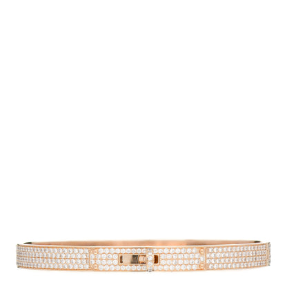 Hermes 18K Rose Gold Diamond PM Kelly Full Pave Bracelet SH 1 of 4