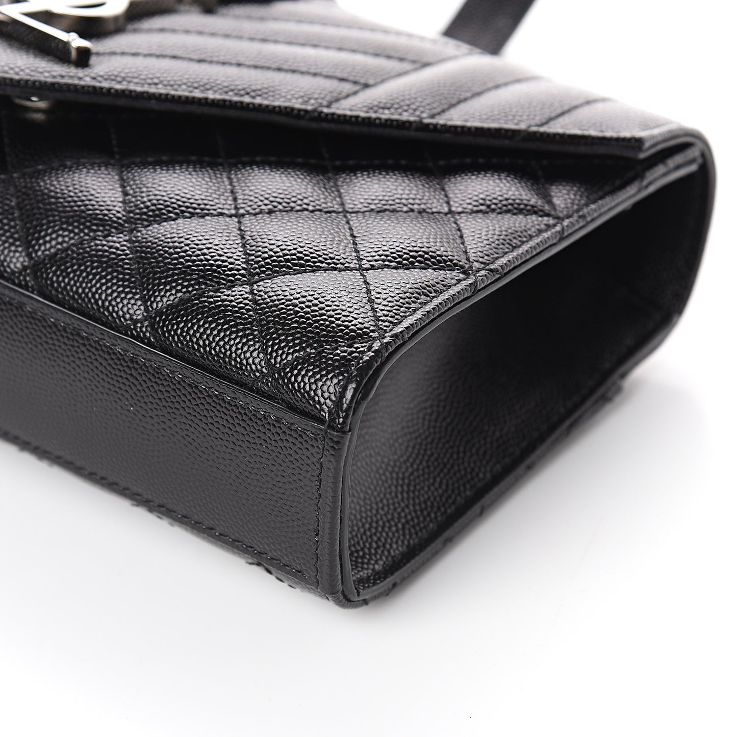 Grain De Poudre Textured Mixed Matelasse Triquilt Small Monogram Satchel Black