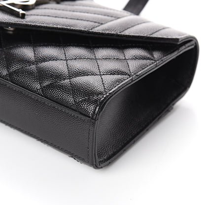 Saint Laurent Grain De Poudre Textured Mixed Matelasse Triquilt Small Monogram Satchel Black 7 of 8