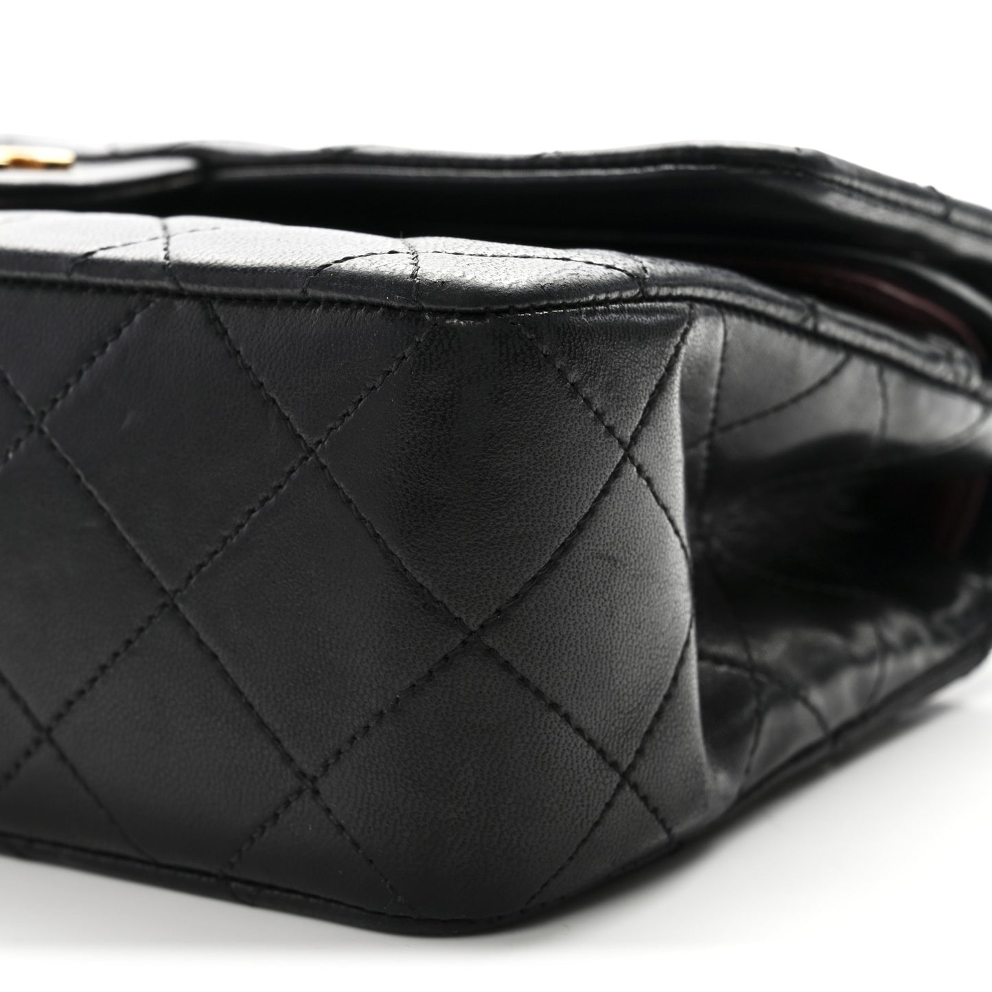 Lambskin Quilted Small Double Flap Black