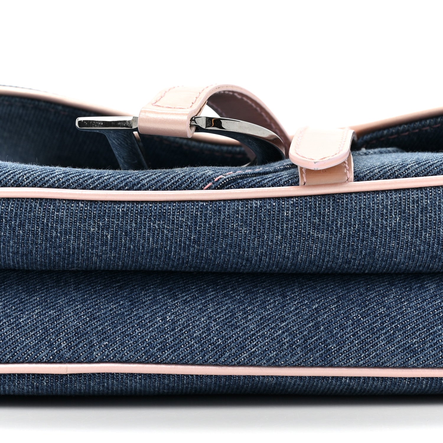 Christian Dior Patent Denim Jeans Saddle Bag Blue Pink 8 of 10