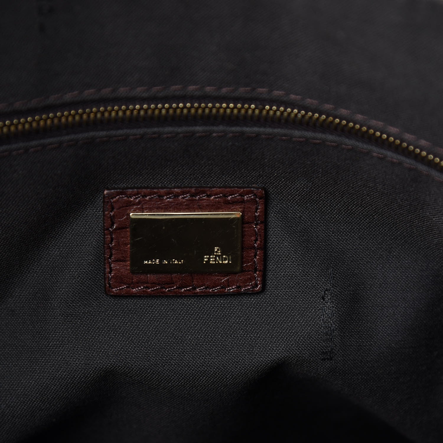 Fendi Zucchino Vitello Shoulder Bag Mogano Panna Bruciato 5 of 9