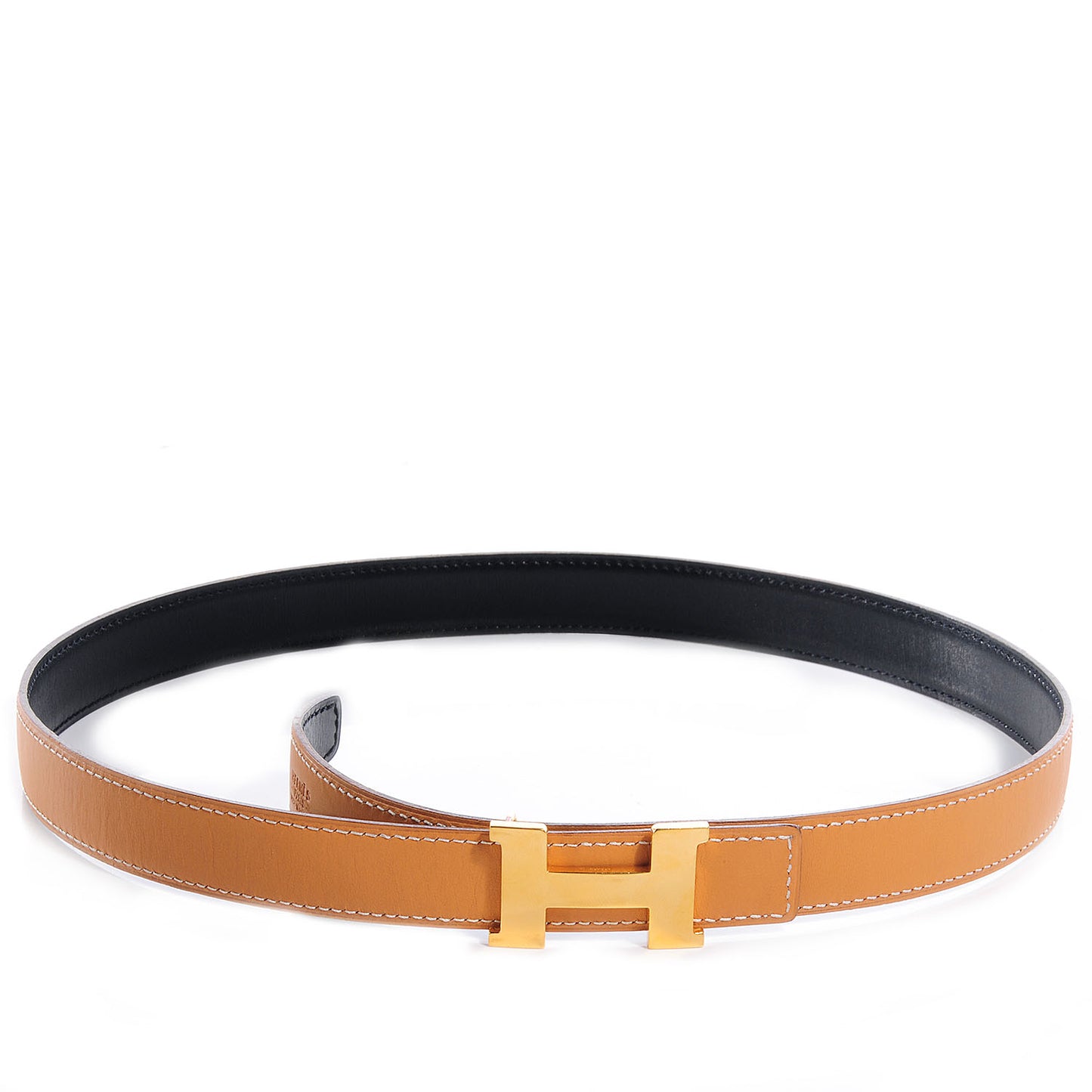 Vache Box Reversible 24mm Gold Constance H Belt Natural Noir 75