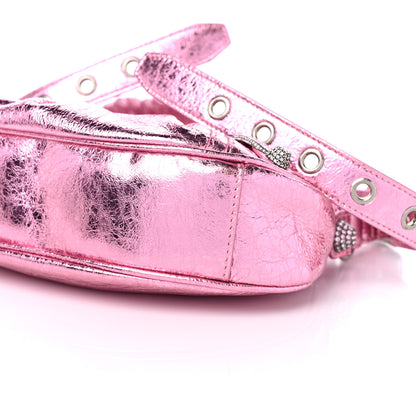 Balenciaga Metallic Agneau Arena Crystal Le Cagole Shoulder Bag XS Met Pink 10 of 10